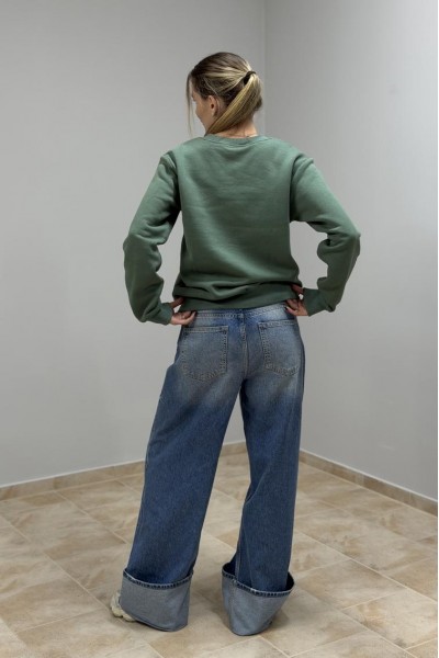 Світшот жіночий з начосом світла оливка (М116.4)