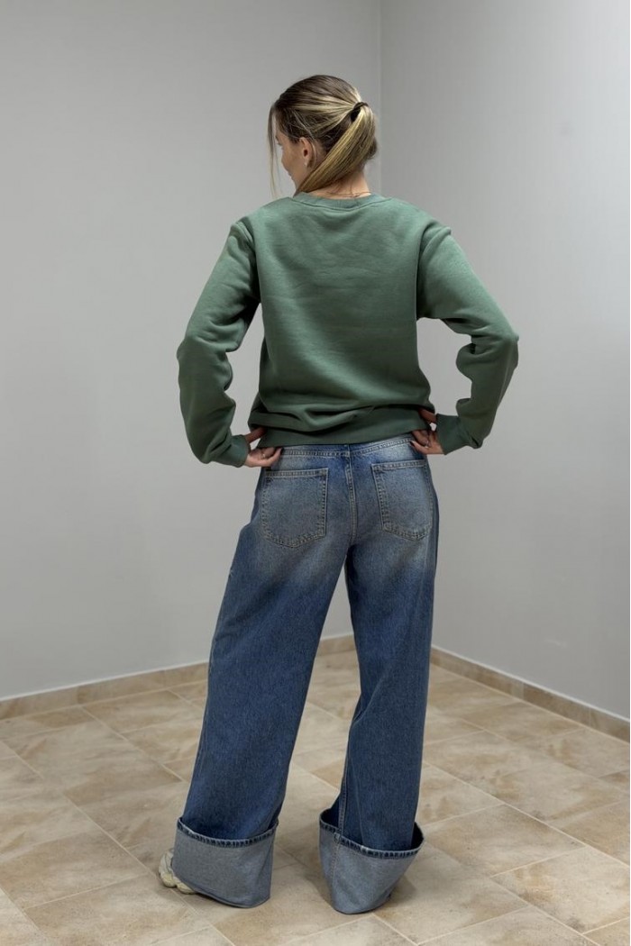 Світшот жіночий з начосом світла оливка (М116.4)