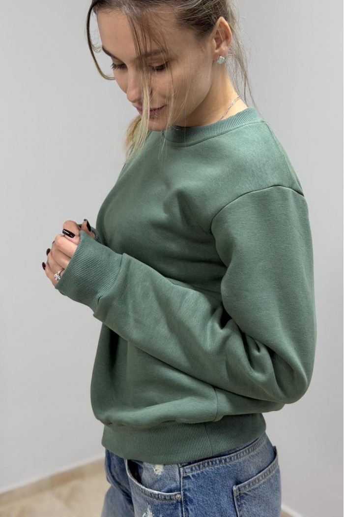 Світшот жіночий з начосом світла оливка (М116.4)