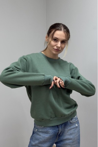 Світшот жіночий з начосом світла оливка (М116.4)