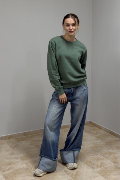 Світшот жіночий з начосом світла оливка (М116.4)