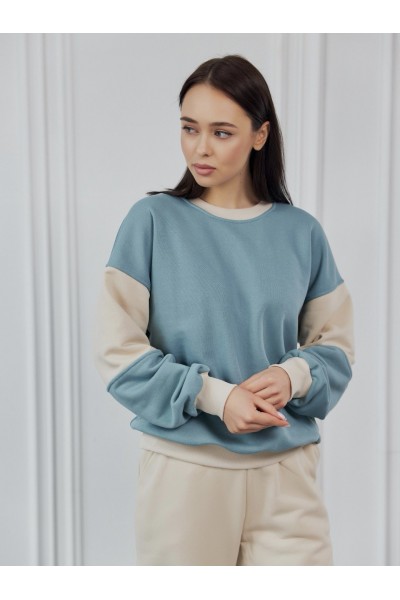 Світшот жіночий темно блакитний+беж (М145.3)